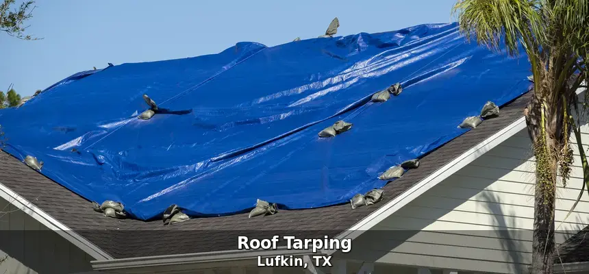 Storm-damaged property — roof tarping in Lufkin, TX by Freeman Restoration
